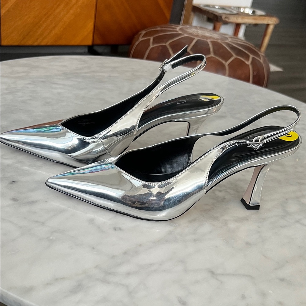 Jessica Simpson Silver Slingback Heels size 9